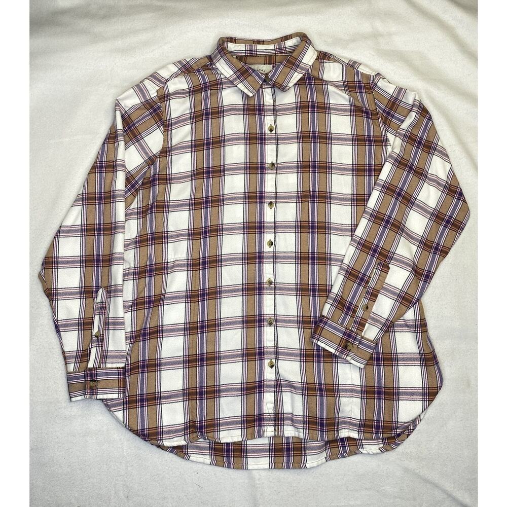 Jachs Girlfriend New York Snap Plaid Print Flannel Shirt XL Printed Top